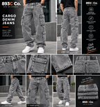 893C Co. Premium Cargo Denim Jeans – (Acid Gray, Black, Light Blue)