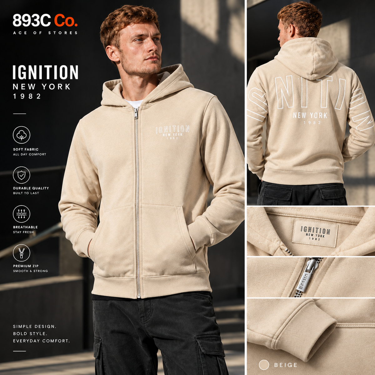 IGNITION New York 1982 Premium Zip Hoodie