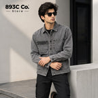 Men’s Washed Grey Denim Utility Shirt | 893C Co.