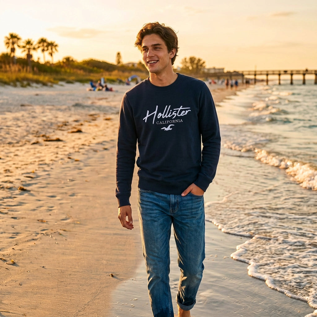 893C Co. Premium Hollister Fleece Sweatshirt - Navy Blue
