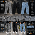893C Co. Premium Cargo Denim Jeans – (Acid Gray, Black, Light Blue)