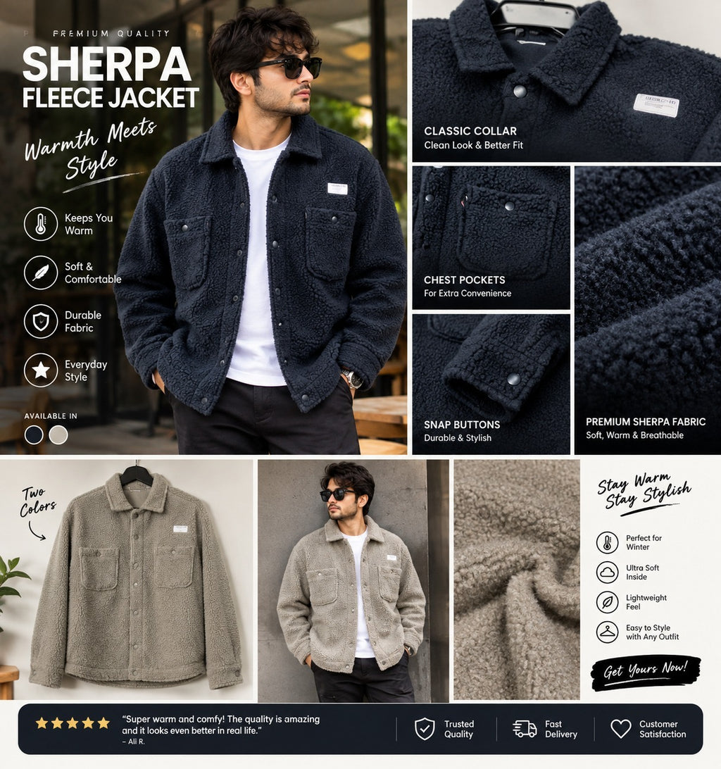 Mens Premium Sherpa Fleece Jacket