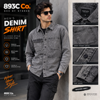 Men’s Washed Grey Denim Utility Shirt | 893C Co.