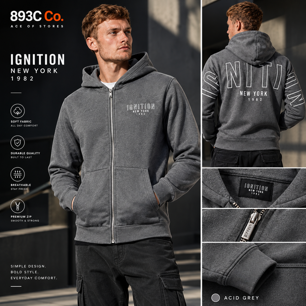 IGNITION New York 1982 Premium Zip Hoodie – 893C Co.