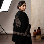 Luxury Velvet Shawl With Intricate Gold Leaf & Stonework