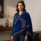 Luxury Velvet Shawl With Intricate Gold Leaf & Stonework