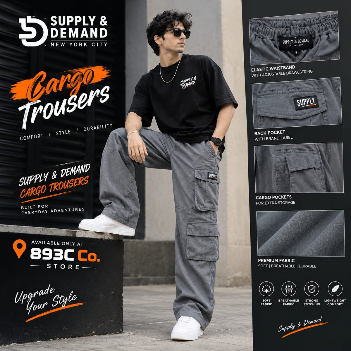 Supply & Demand Cargo Trousers — Grey