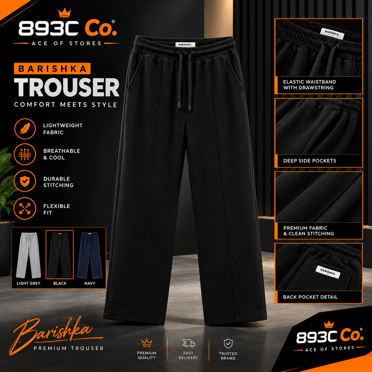 Barishka Premium Trouser for Men | 893C Co.