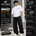 FAT FACE Men's Baggy Loose Fit Black Denim Jeans
